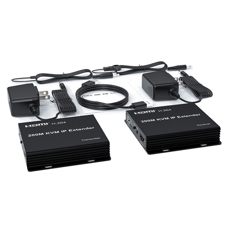 Cavo di estensione di rete IP KVM HDMI da 200 m, estensione di tastiera mouse H.264, US Plug, UK Plug, EU Plug