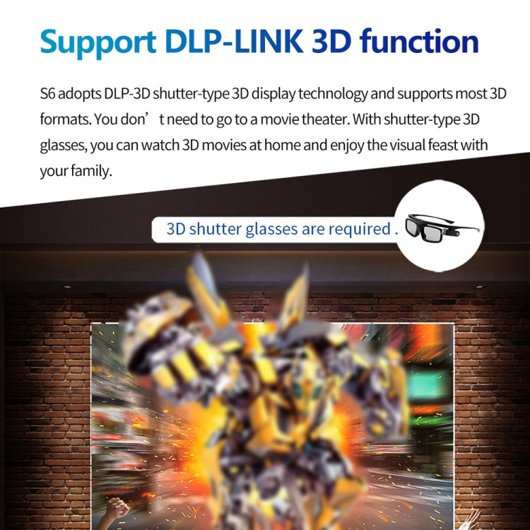Proiettore wireless TOUMEI S8 1080P/4K DLP Android 11.OS Wifi 3D, US Plug, UK Plug, EU Plug