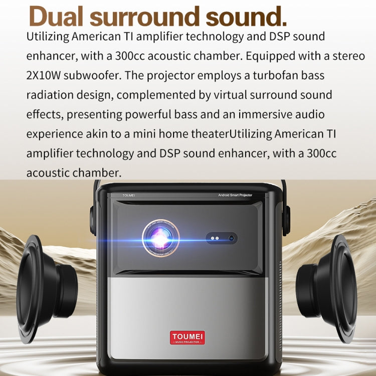Proiettore wireless TOUMEI S8 1080P/4K DLP Android 11.OS Wifi 3D, US Plug, UK Plug, EU Plug