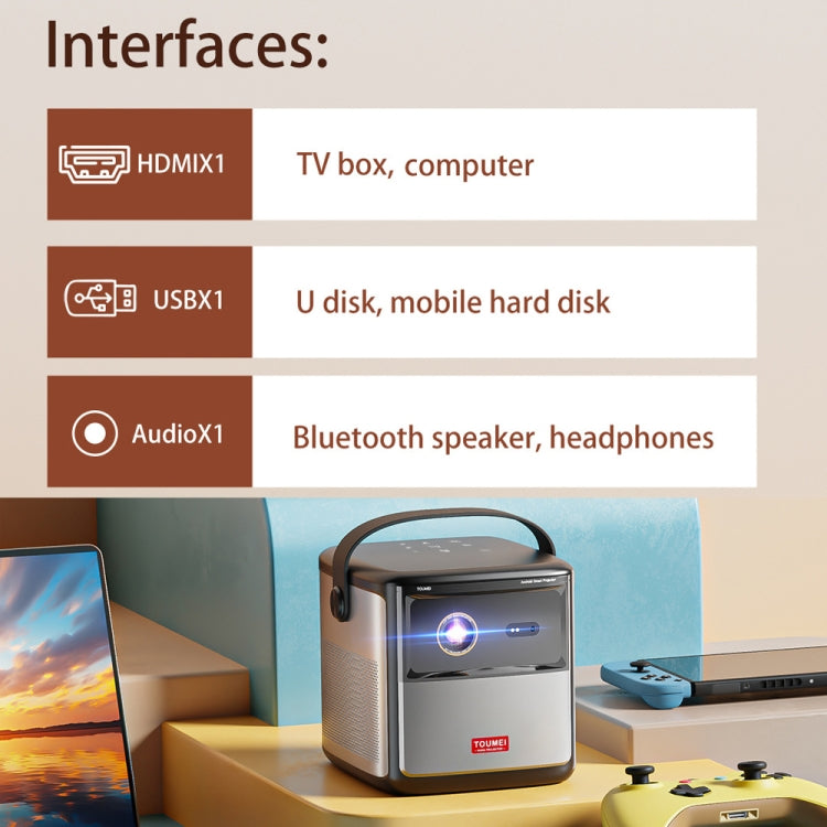 Proiettore wireless TOUMEI S8 1080P/4K DLP Android 11.OS Wifi 3D, US Plug, UK Plug, EU Plug