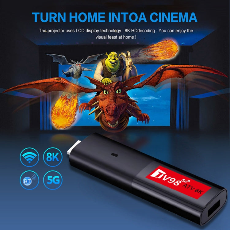 TV98 ATV 8K Allwinner H618 Android 14 2.5G+5G Dual Wifi HD Set-Top Box con telecomando vocale Bluetooth, Allwinner H618 8K