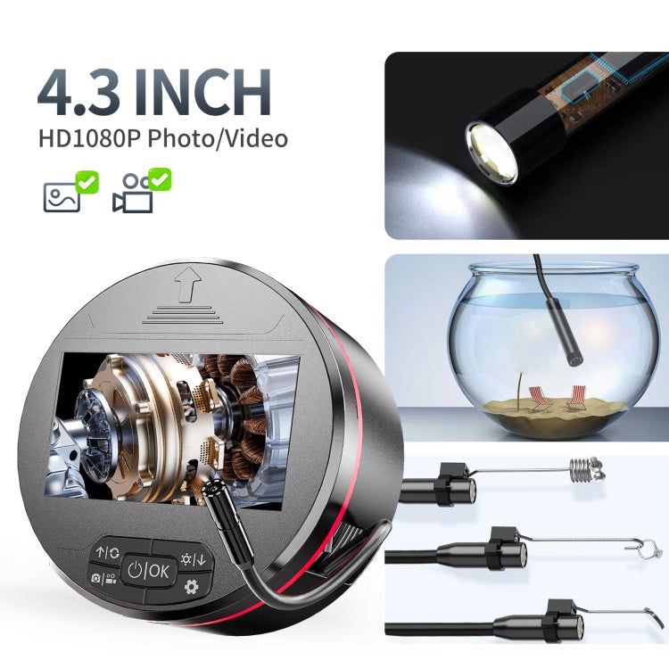 Endoscopio per cilindro motore con telecamera per condotte da 8 mm con schermo, 2m Hard Wire, 5m Hard Wire