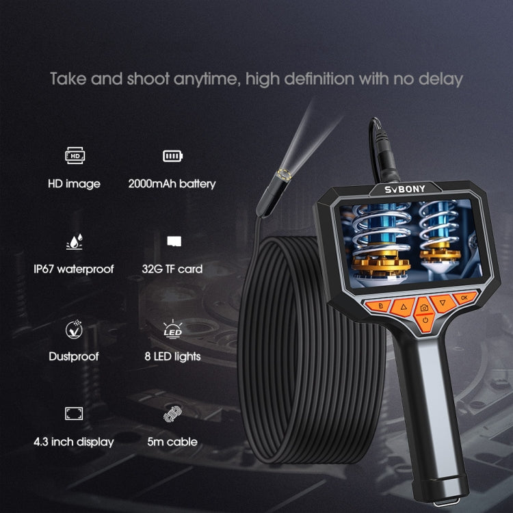 SVBONY SM501 Boroscopio industriale 2 Megapixel HD 4,3 pollici Sonda impermeabile IP67