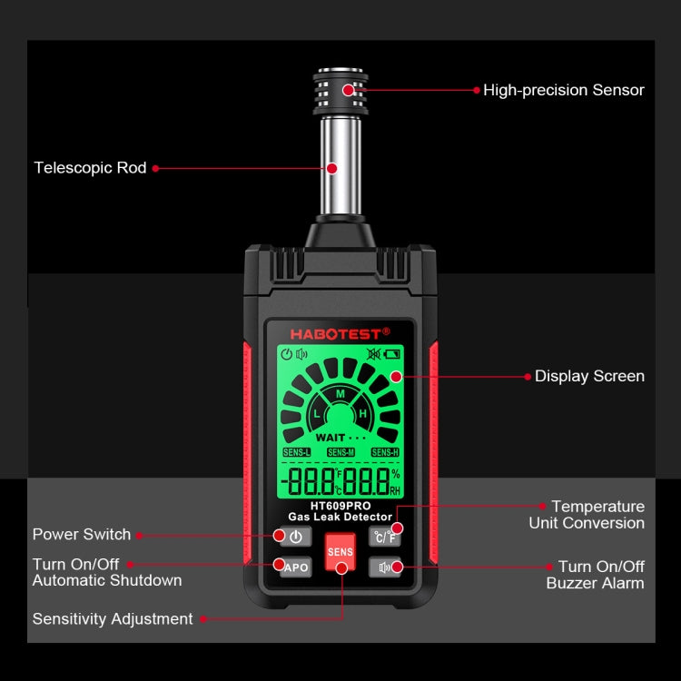 Rilevatore di perdite di gas metano combustibile HABOTEST, HT609PRO