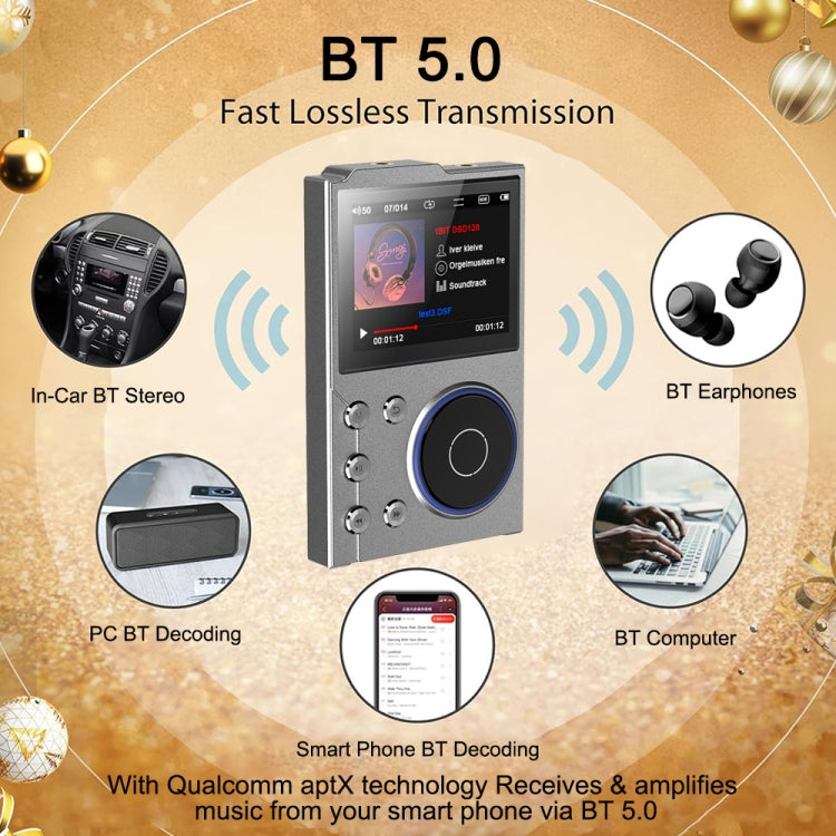 Lettore musicale Bluetooth HIFI da 2,4 pollici DSD256 Mastering qualità del suono Walkman, 16GB, 16GB+8GB, 16GB+16GB, 16GB+32GB