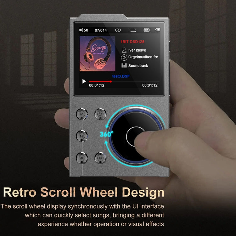 Lettore musicale Bluetooth HIFI da 2,4 pollici DSD256 Mastering qualità del suono Walkman, 16GB, 16GB+8GB, 16GB+16GB, 16GB+32GB