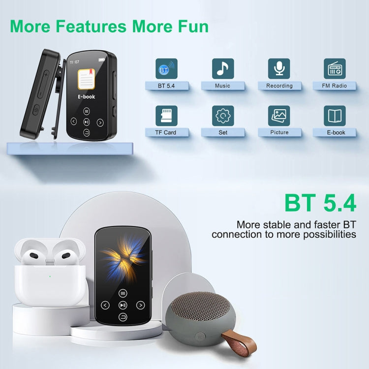 Lettore musicale MP3 Bluetooth HIFI Sport Clip Touch Screen MP4, No TF Card, 8GB, 16GB, 32GB, 64GB, 128GB