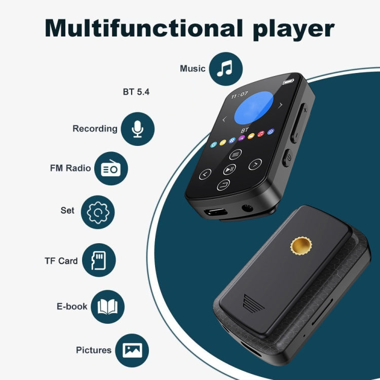 Lettore musicale MP3 Bluetooth HIFI Sport Clip Touch Screen MP4, No TF Card, 8GB, 16GB, 32GB, 64GB, 128GB