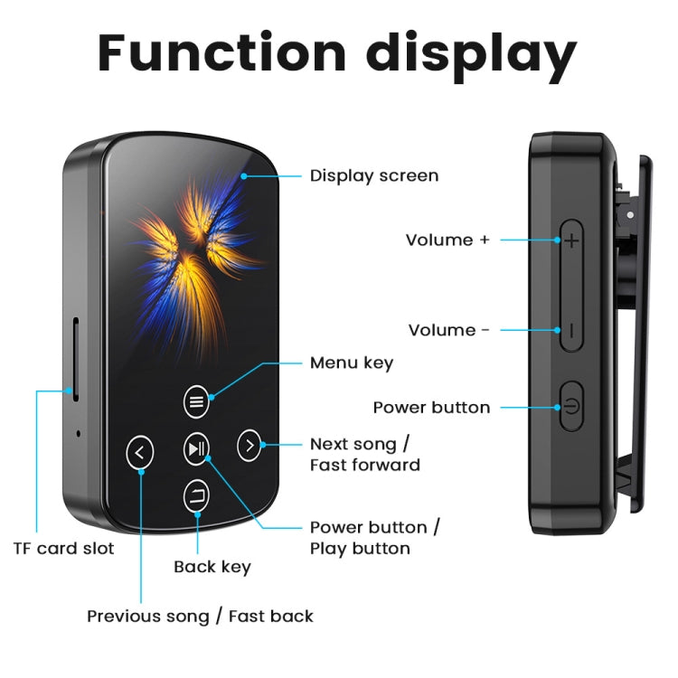 Lettore musicale MP3 Bluetooth HIFI Sport Clip Touch Screen MP4, No TF Card, 8GB, 16GB, 32GB, 64GB, 128GB