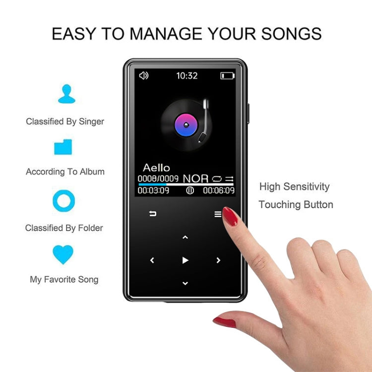 Lettore musicale Bluetooth MP3/MP4 Walkman portatile, 8GB, 16GB, 32GB