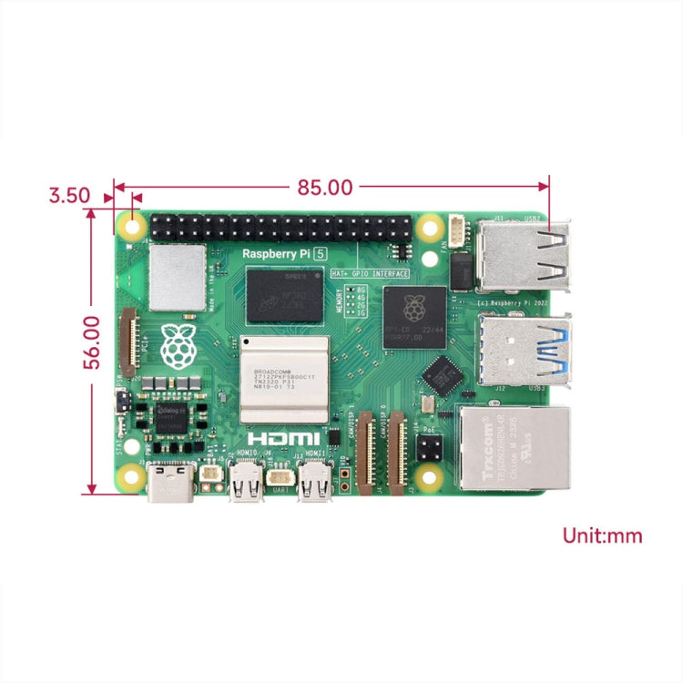 Waveshare per Raspberry Pi 5 2.4GHz Quad-Core BCM2712 Scheda di sviluppo del processore, 2GB, 4GB, 8GB