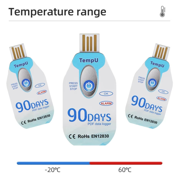 Registratore di temperatura monouso TempU per veicoli di trasporto a catena del freddo, 30 Days, 60 Days, 90 Days
