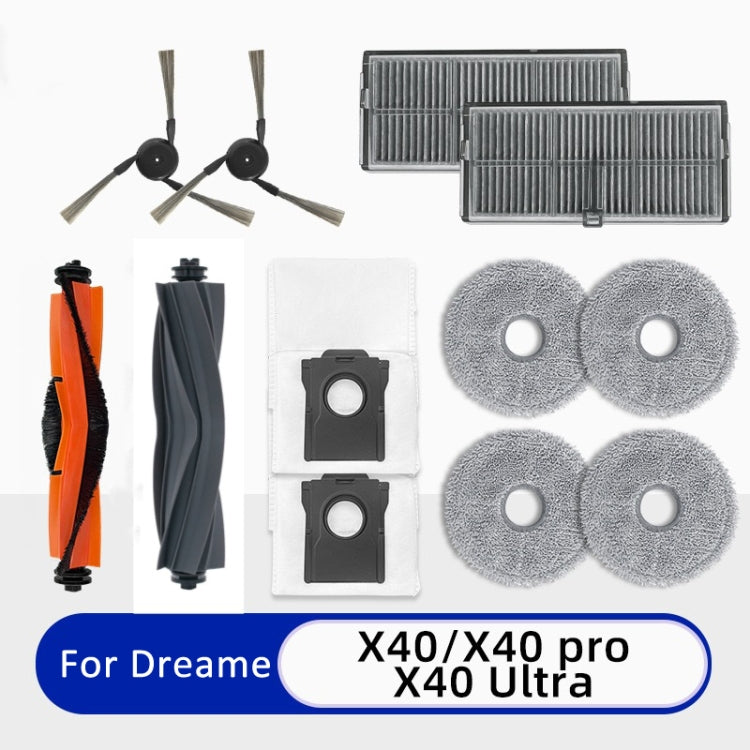 Per la sostituzione del robot aspirapolvere Dreame X40 Pro / X40 Ultra, Rubber Brush, Side Brush, Dust Bag, Bristle Brush, Filter, Rag