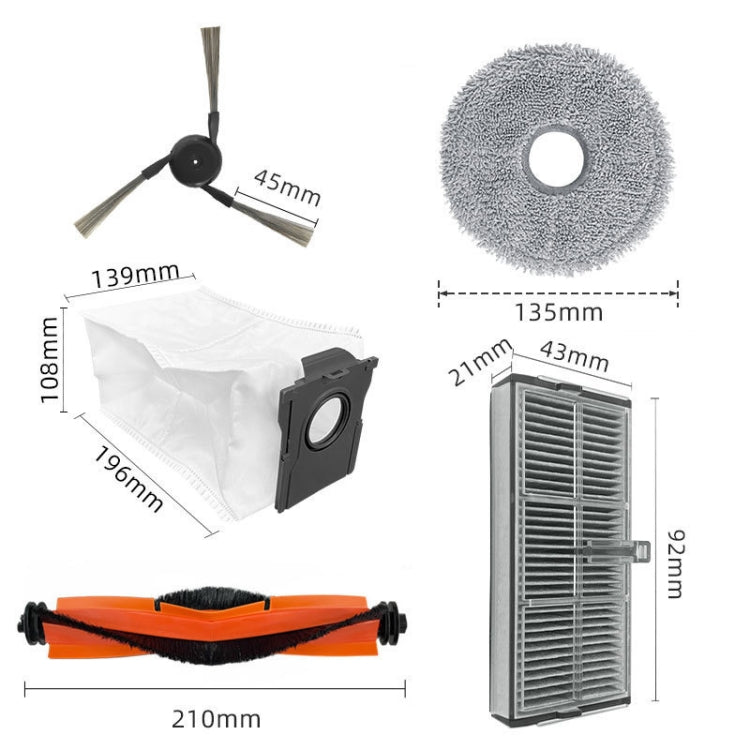 Per la sostituzione del robot aspirapolvere Dreame X40 Pro / X40 Ultra, Rubber Brush, Side Brush, Dust Bag, Bristle Brush, Filter, Rag