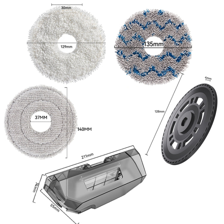 Per la sostituzione del robot aspirapolvere Dreame X40 / X40 Pro, White Rag, Blue Gray Rag, Composite Rag, Carbon Dust Bag, Brush Cover White, Brush Cover Black, Rag Bracket, Dust Box, Clean Water Tank
