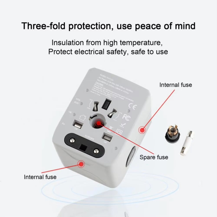 Adattatore da viaggio universale internazionale con 3 USB e 1 USB-C/Type-C, HHT520 Black, HHT520 White