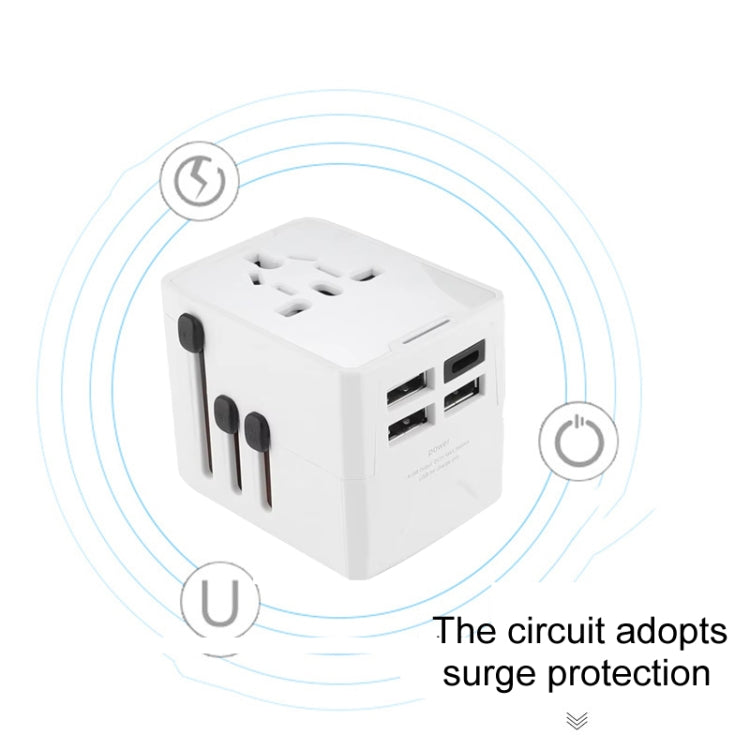 Adattatore da viaggio universale internazionale con 3 USB e 1 USB-C/Type-C, HHT520 Black, HHT520 White