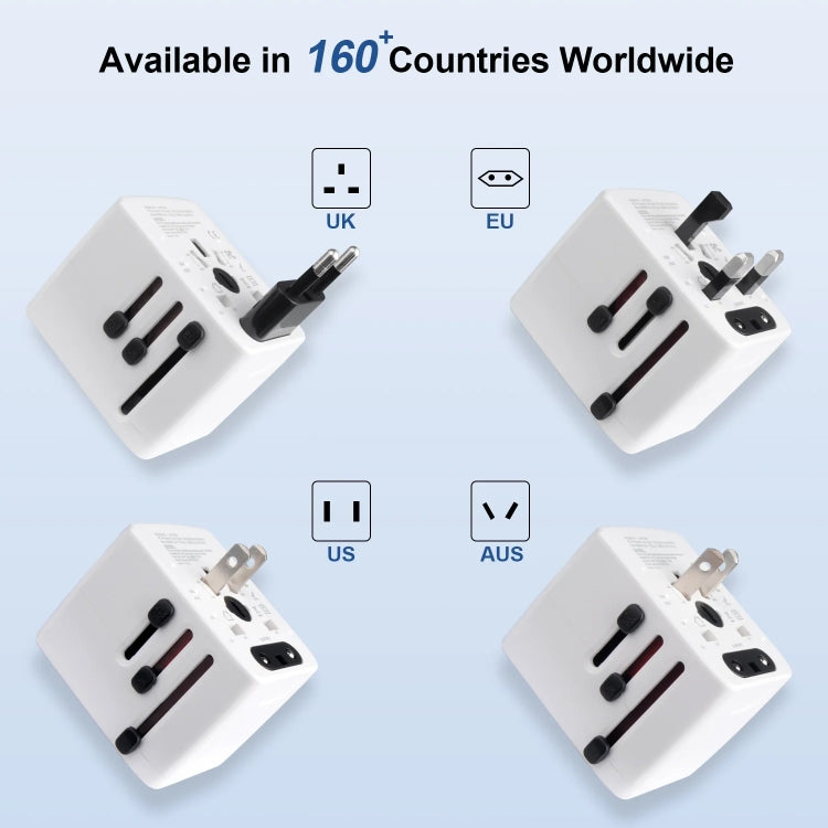 Adattatore da viaggio universale internazionale con 3 USB e 1 USB-C/Type-C, HHT520 Black, HHT520 White