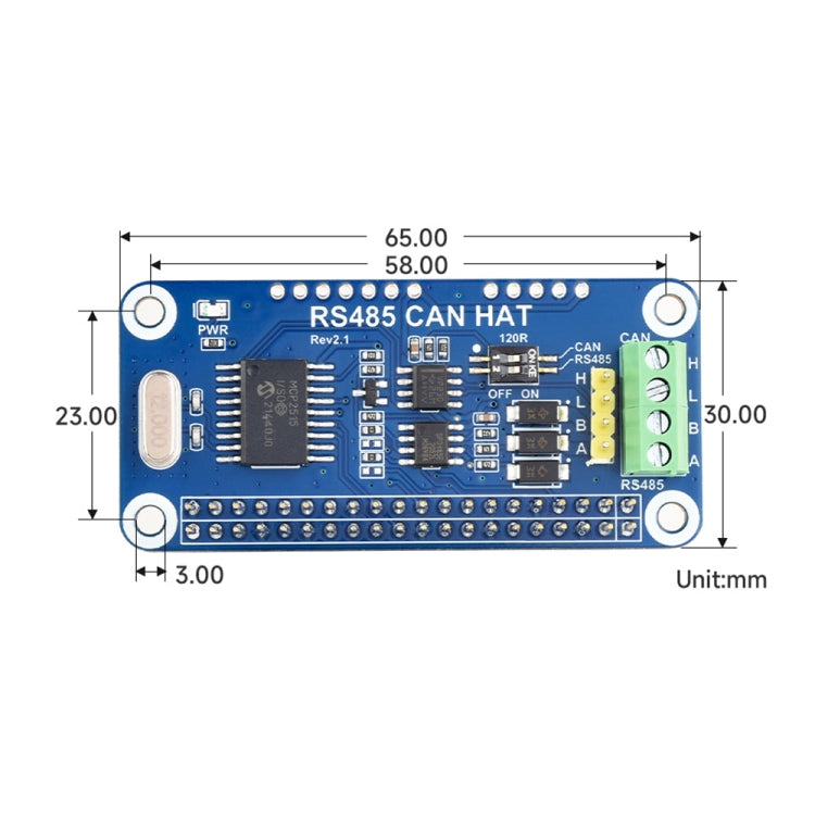 Waveshare 14882 per Raspberry Pi RS485 SPI CAN HAT Bus Module, 14882
