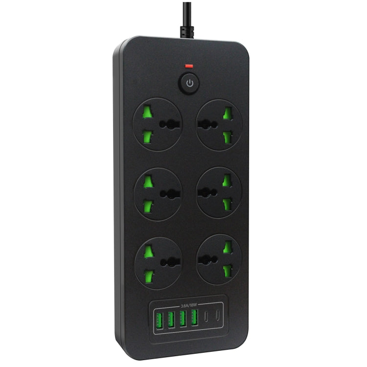 Protezione da sovraccarico anti-fulmine 4USB+2PD+6 fori presa, Black EU Plug, Black US Plug, Black UK Plug, White EU Plug, White US Plug, White UK Plug