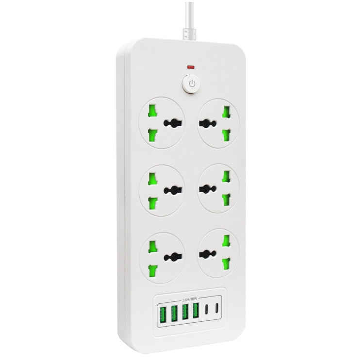 Protezione da sovraccarico anti-fulmine 4USB+2PD+6 fori presa, Black EU Plug, Black US Plug, Black UK Plug, White EU Plug, White US Plug, White UK Plug