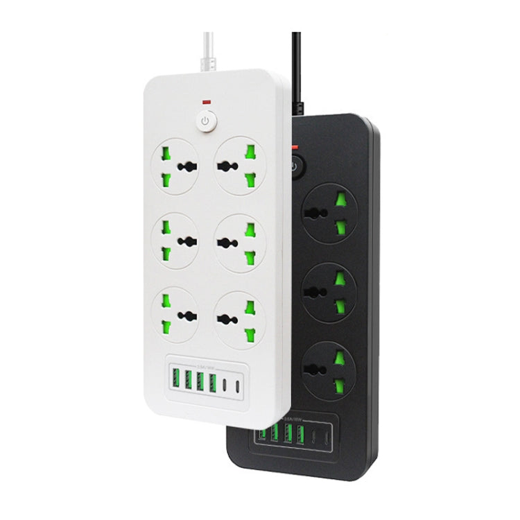 Protezione da sovraccarico anti-fulmine 4USB+2PD+6 fori presa, Black EU Plug, Black US Plug, Black UK Plug, White EU Plug, White US Plug, White UK Plug