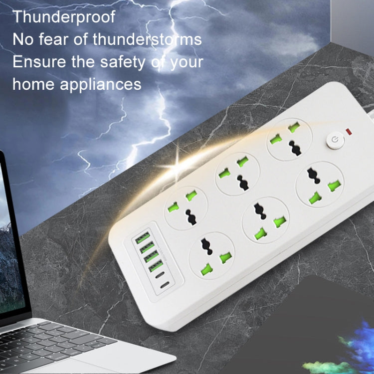 Protezione da sovraccarico anti-fulmine 4USB+2PD+6 fori presa, Black EU Plug, Black US Plug, Black UK Plug, White EU Plug, White US Plug, White UK Plug