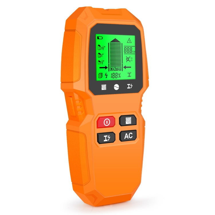 HW-QB6 5 in 1 scanner da parete portatile rilevatore di montanti Rilevamento di cavi elettrici sotto tensione in metallo e corrente in legno, HW-QB6 Black, HW-QB6 Orange, HW-QB6 (White