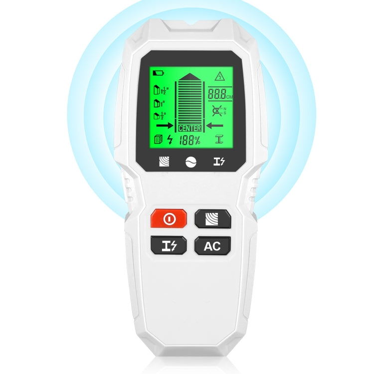 HW-QB6 5 in 1 scanner da parete portatile rilevatore di montanti Rilevamento di cavi elettrici sotto tensione in metallo e corrente in legno, HW-QB6 Black, HW-QB6 Orange, HW-QB6 (White