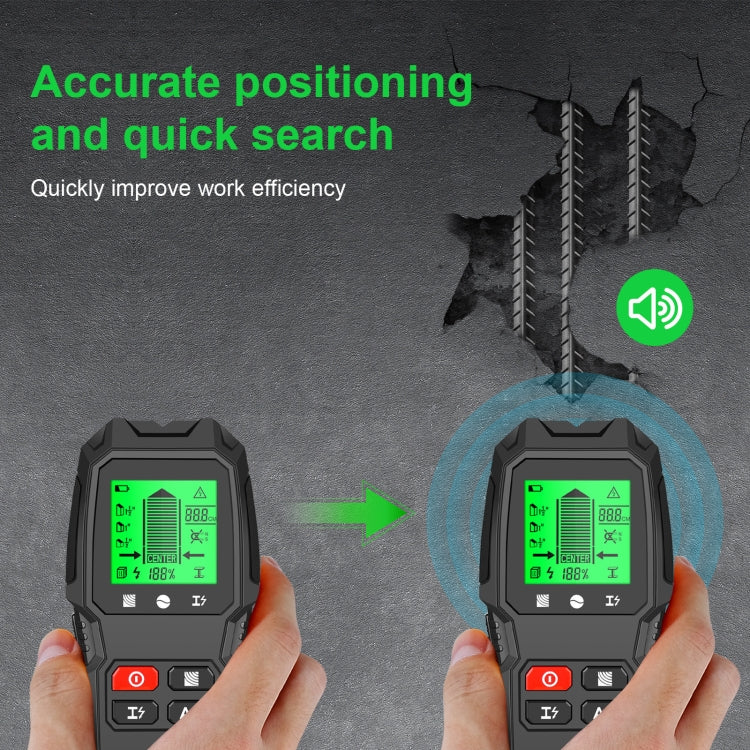 HW-QB6 5 in 1 scanner da parete portatile rilevatore di montanti Rilevamento di cavi elettrici sotto tensione in metallo e corrente in legno, HW-QB6 Black, HW-QB6 Orange, HW-QB6 (White
