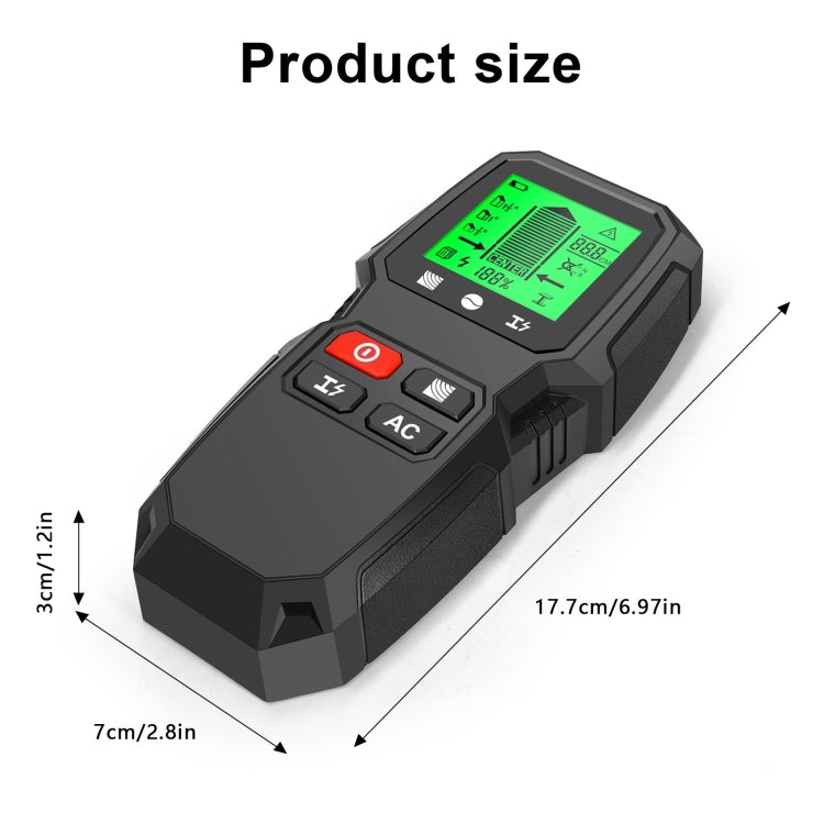 HW-QB6 5 in 1 scanner da parete portatile rilevatore di montanti Rilevamento di cavi elettrici sotto tensione in metallo e corrente in legno, HW-QB6 Black, HW-QB6 Orange, HW-QB6 (White