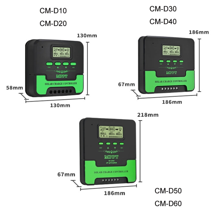 Sistema di controllo dell'accumulo di energia domestica MPPT WIFI remoto 12V-24V 10A Regolatore solare, CM-D10, CM-D20, CM-D30, CM-D40, CM-D50, CM-D60