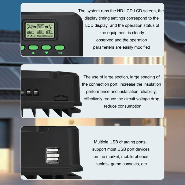 Sistema di controllo dell'accumulo di energia domestica MPPT WIFI remoto 12V-24V 10A Regolatore solare, CM-D10, CM-D20, CM-D30, CM-D40, CM-D50, CM-D60