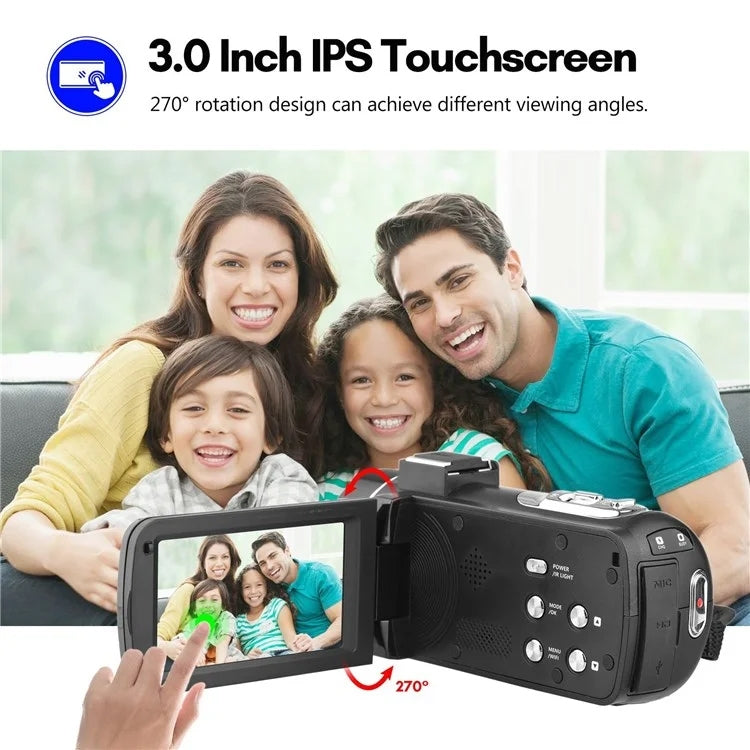 Videocamera digitale 4K, touch screen IPS da 3 pollici, zoom digitale 18X, videocamera WiFi da 56 MP, Standard, Set 1, Set 2, Set 3