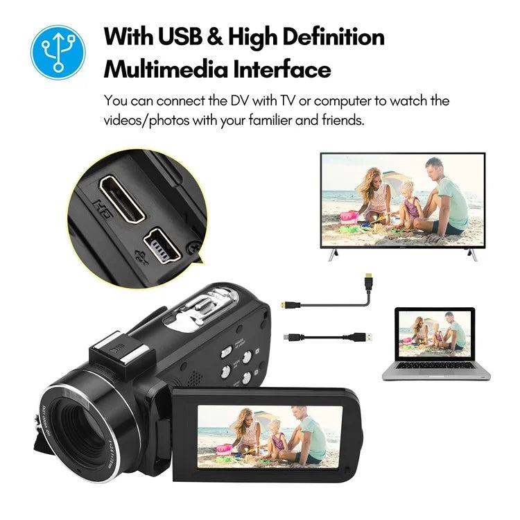 Videocamera digitale 4K, touch screen IPS da 3 pollici, zoom digitale 18X, videocamera WiFi da 56 MP, Standard, Set 1, Set 2, Set 3