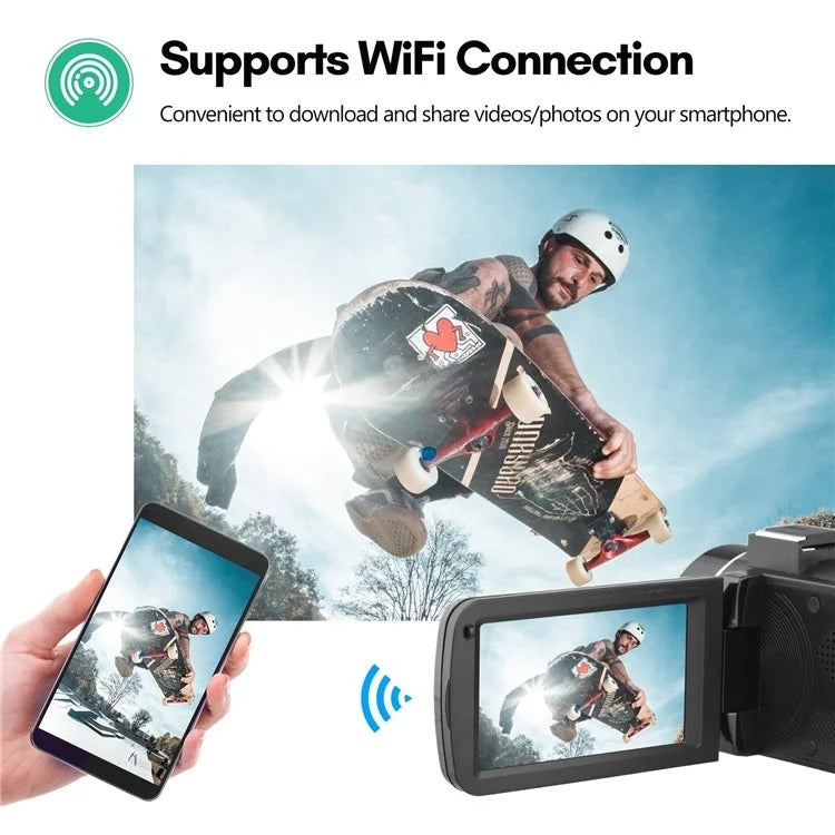Videocamera digitale 4K, touch screen IPS da 3 pollici, zoom digitale 18X, videocamera WiFi da 56 MP, Standard, Set 1, Set 2, Set 3