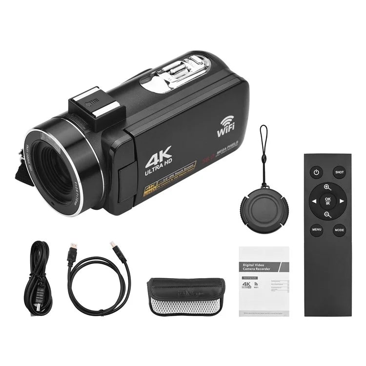 Videocamera digitale 4K, touch screen IPS da 3 pollici, zoom digitale 18X, videocamera WiFi da 56 MP, Standard, Set 1, Set 2, Set 3