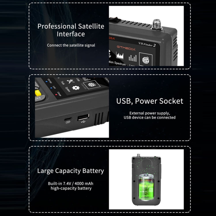 GTMedia Full HD Digital Satellite Finder con schermo LCD da 3,5 pollici