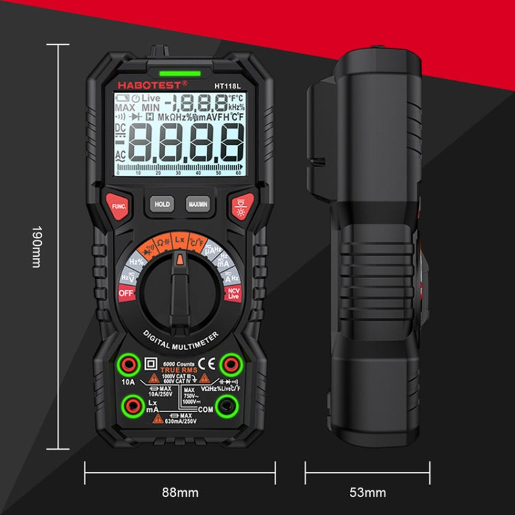 HABOTEST HT118L Mini multimetro elettrico intelligente anti-scottatura ad alta precisione, HT118L