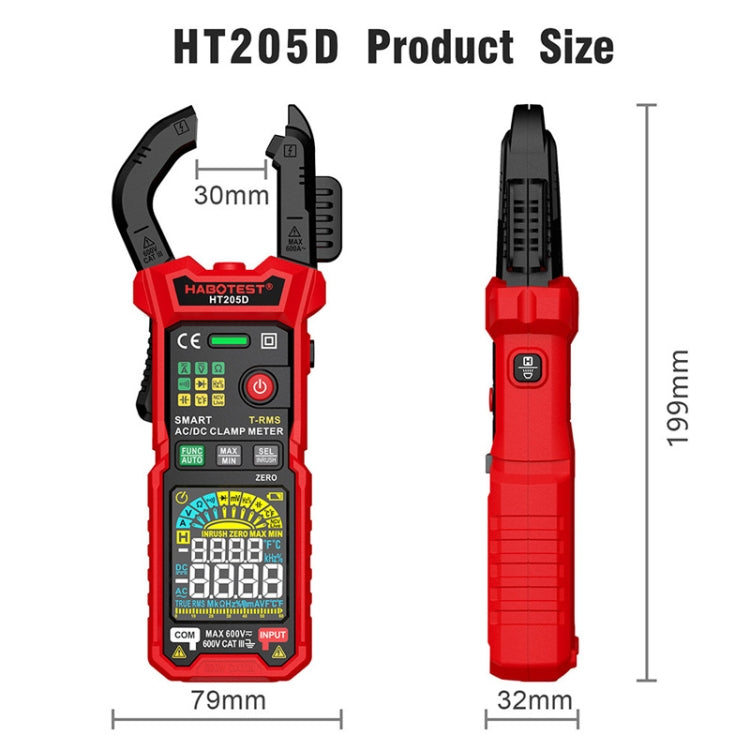 Multimetro digitale ad alta precisione multifunzione anti-scottatura intelligente a pinza HABOTEST HT205D, HT205D