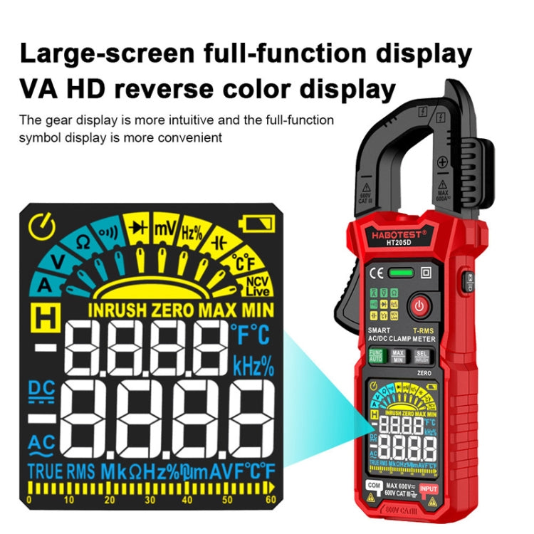 Multimetro digitale ad alta precisione multifunzione anti-scottatura intelligente a pinza HABOTEST HT205D, HT205D