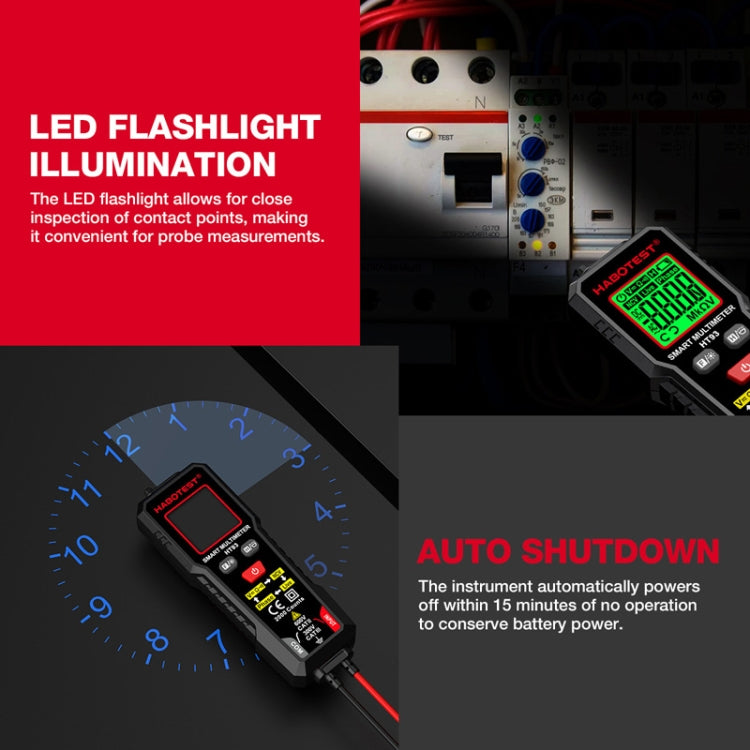 HABOTEST HT93 Multimetro completamente automatico intelligente anti-burn-in con rilevamento della sequenza di fase, HT93