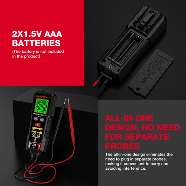 HABOTEST HT93 Multimetro completamente automatico intelligente anti-burn-in con rilevamento della sequenza di fase, HT93