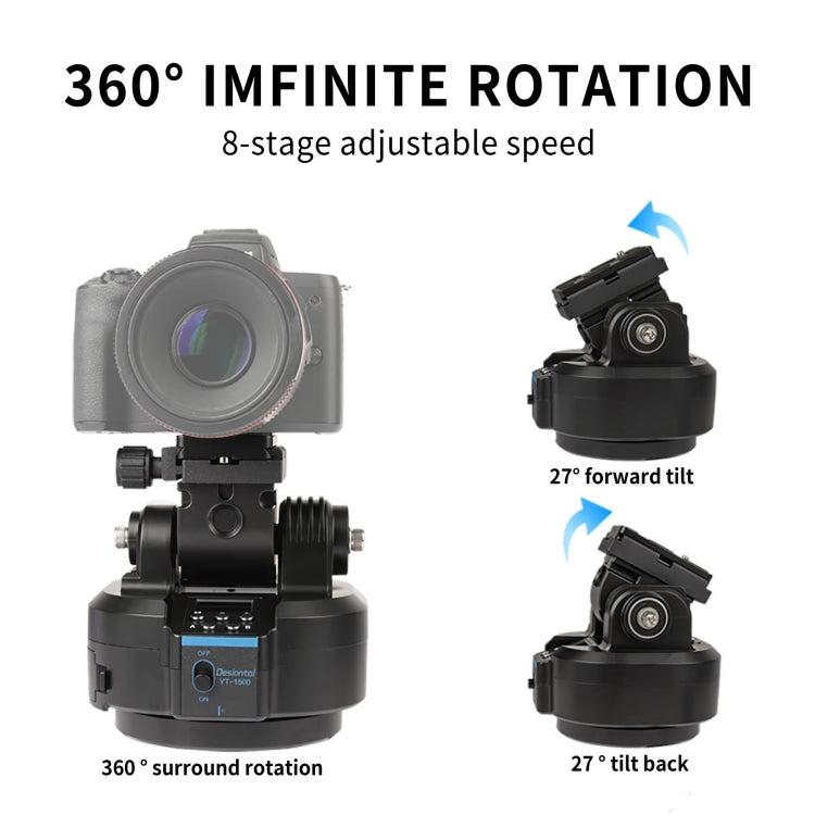Desiontal YT-1500 Gimbal elettrico per telecamera mobile, streaming live, stabilizzatore panoramico con rotazione a bilanciere, YT-1500