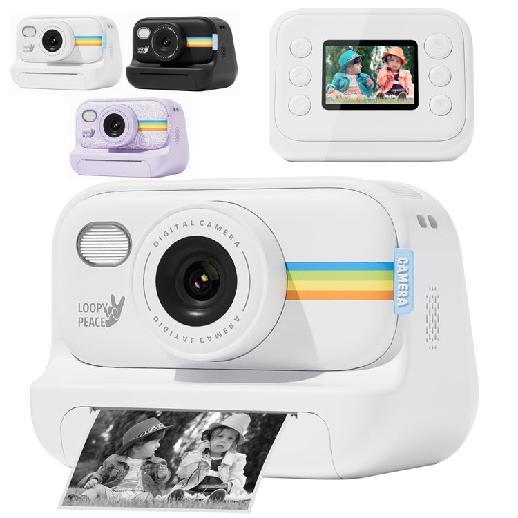 Fotocamera con stampa fotografica, flash LED da 2,0 pollici, registrazione HD 1080P con 3 rotoli di carta, White, White+32G, Black, Black+32G, Purple+32G, Purple