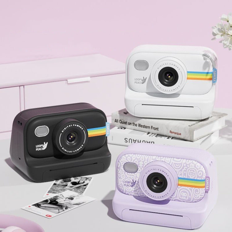Fotocamera con stampa fotografica, flash LED da 2,0 pollici, registrazione HD 1080P con 3 rotoli di carta, White, White+32G, Black, Black+32G, Purple+32G, Purple