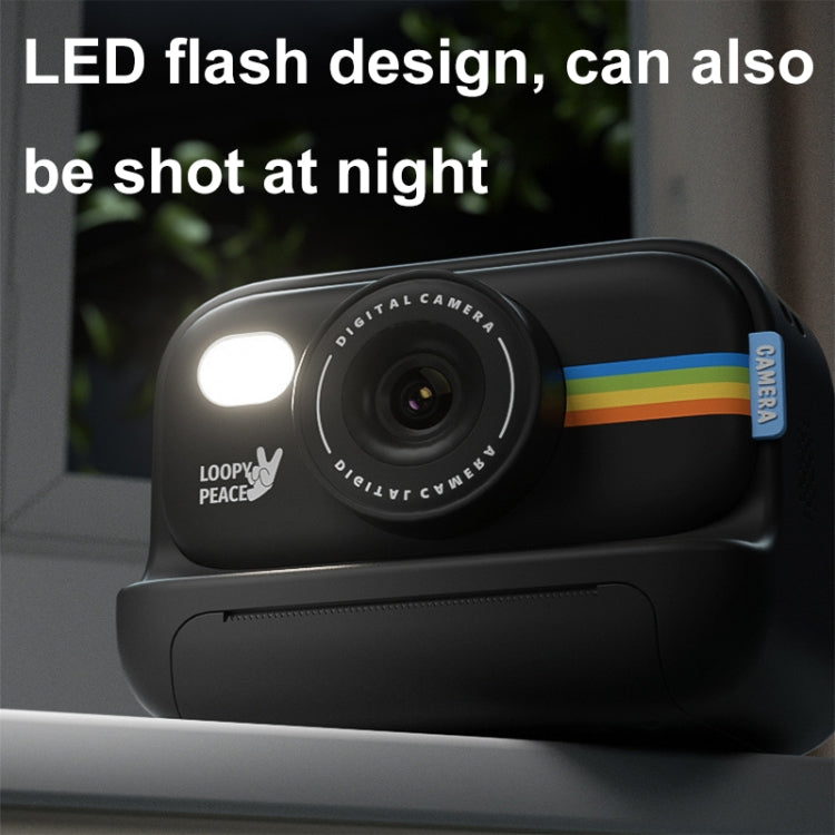 Fotocamera con stampa fotografica, flash LED da 2,0 pollici, registrazione HD 1080P con 3 rotoli di carta, White, White+32G, Black, Black+32G, Purple+32G, Purple