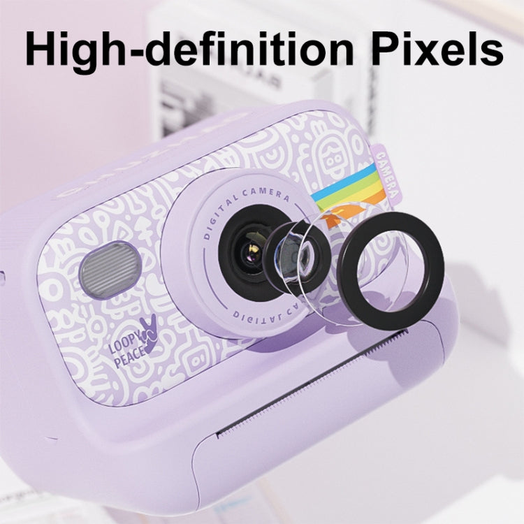 Fotocamera con stampa fotografica, flash LED da 2,0 pollici, registrazione HD 1080P con 3 rotoli di carta, White, White+32G, Black, Black+32G, Purple+32G, Purple