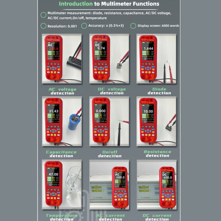 BSIDE O9 Oscilloscopio digitale portatile a doppio canale da 50 MHz, multimetro con sorgente di segnale, With Single Oscilloscope Probe (Red), With Dual Oscilloscope Probe (Red)