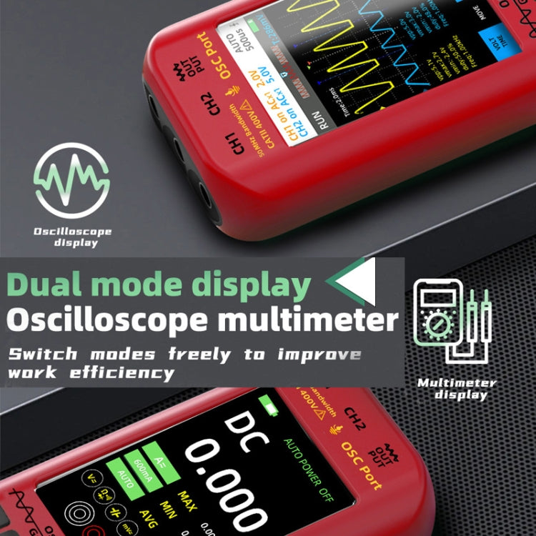 BSIDE O9 Oscilloscopio digitale portatile a doppio canale da 50 MHz, multimetro con sorgente di segnale, With Single Oscilloscope Probe (Red), With Dual Oscilloscope Probe (Red)